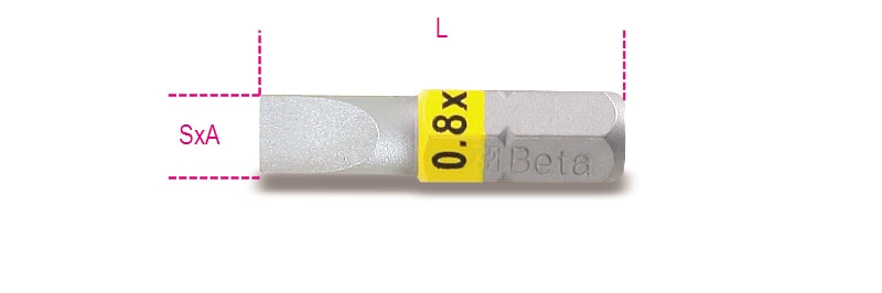 Embout Beta 860lp pour vis à fente 0,5x3 couleur jaune