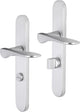 Poignée de porte Impresso - Watford - pour l'intérieur - bouclier de porte ovale avec serrure de toilette - aluminium - 2 pièces