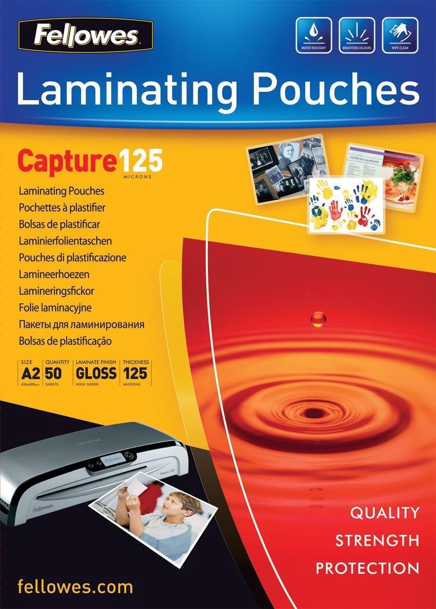 Fellowes pochettes de plastification a2 125 microns, 50 pièces