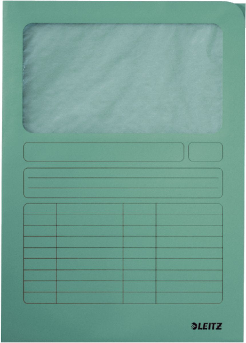 Chemise à fenêtre Leitz carton A4 - 100 pièces - vert clair