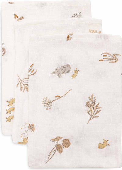 Jollein - gant de toilette hydrophile bébé - coton - 3 pièces - bord de rivière - gant de toilette bébé, débarbouillettes hydrophiles -15x20cm