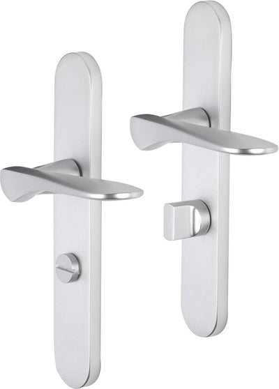 Poignée de porte Impresso - Watford - pour l'intérieur - bouclier de porte ovale avec serrure de toilette - aluminium - 2 pièces