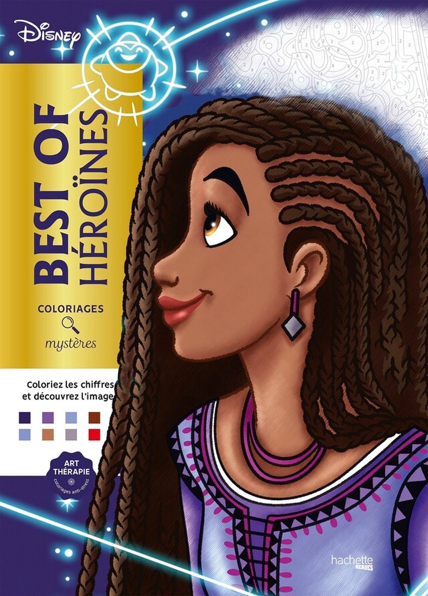 Hachette heros disney coloriages mystères best of héroïns - - livre de coloriage couleur par numéro pour adultes