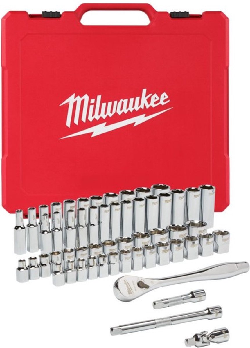 Accessoires Milwaukee 3 jeu de cliquets et douilles 8" | métrique | 56 pièces - 4932464946