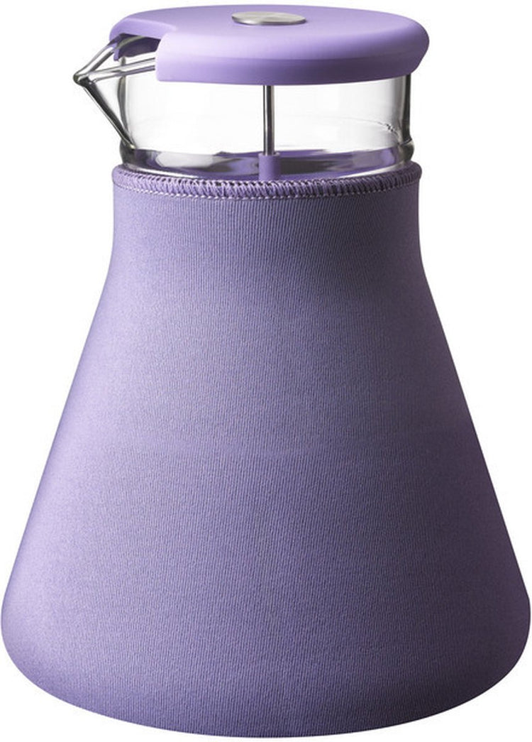 Carafe en verre Qdo - avec manchon en néoprène - pour thé en vrac - 1,2 litres - violet