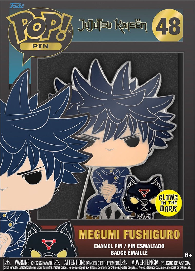 Funko broche jujutsu kaisen-pop! émail megumi fushiguro - brille dans le noir - épingle de 10 cm - multicolore