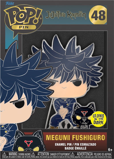 Funko broche jujutsu kaisen-pop! émail megumi fushiguro - brille dans le noir - épingle de 10 cm - multicolore