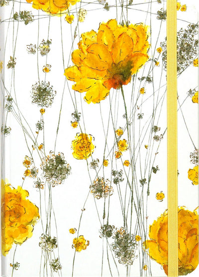 Carnet compact Peter Pauper - fleurs jaunes - avec fermeture élastique - 13x18 cm