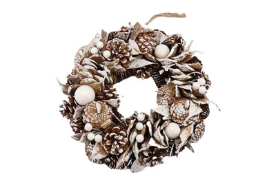 Hbx couronne vivante naturelle Northern Glow Snow d30cm blanc