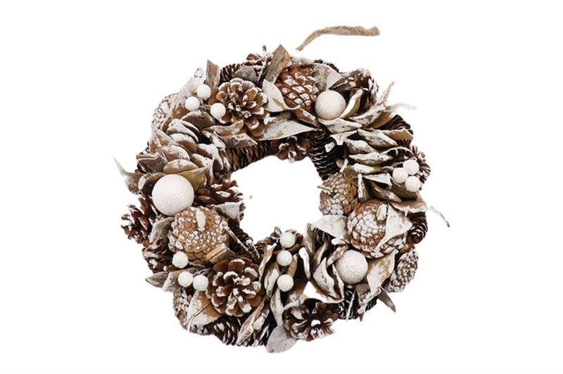 Hbx couronne vivante naturelle Northern Glow Snow d30cm blanc