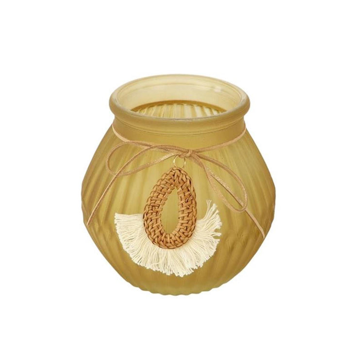 Photophore Hbx natural living avec pendentif ø12xh12cm
