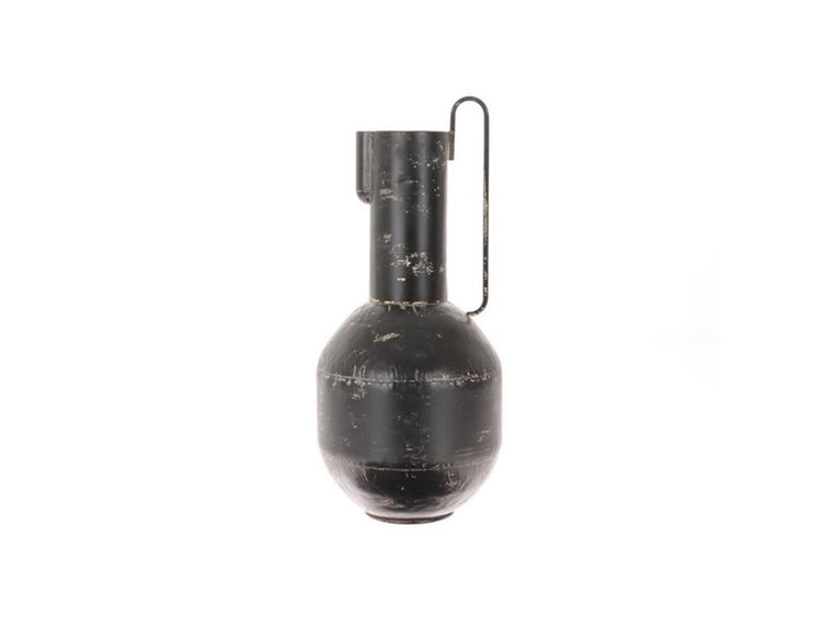 Hbx natural living vase métal avec poignée ø23xh50cm antique
