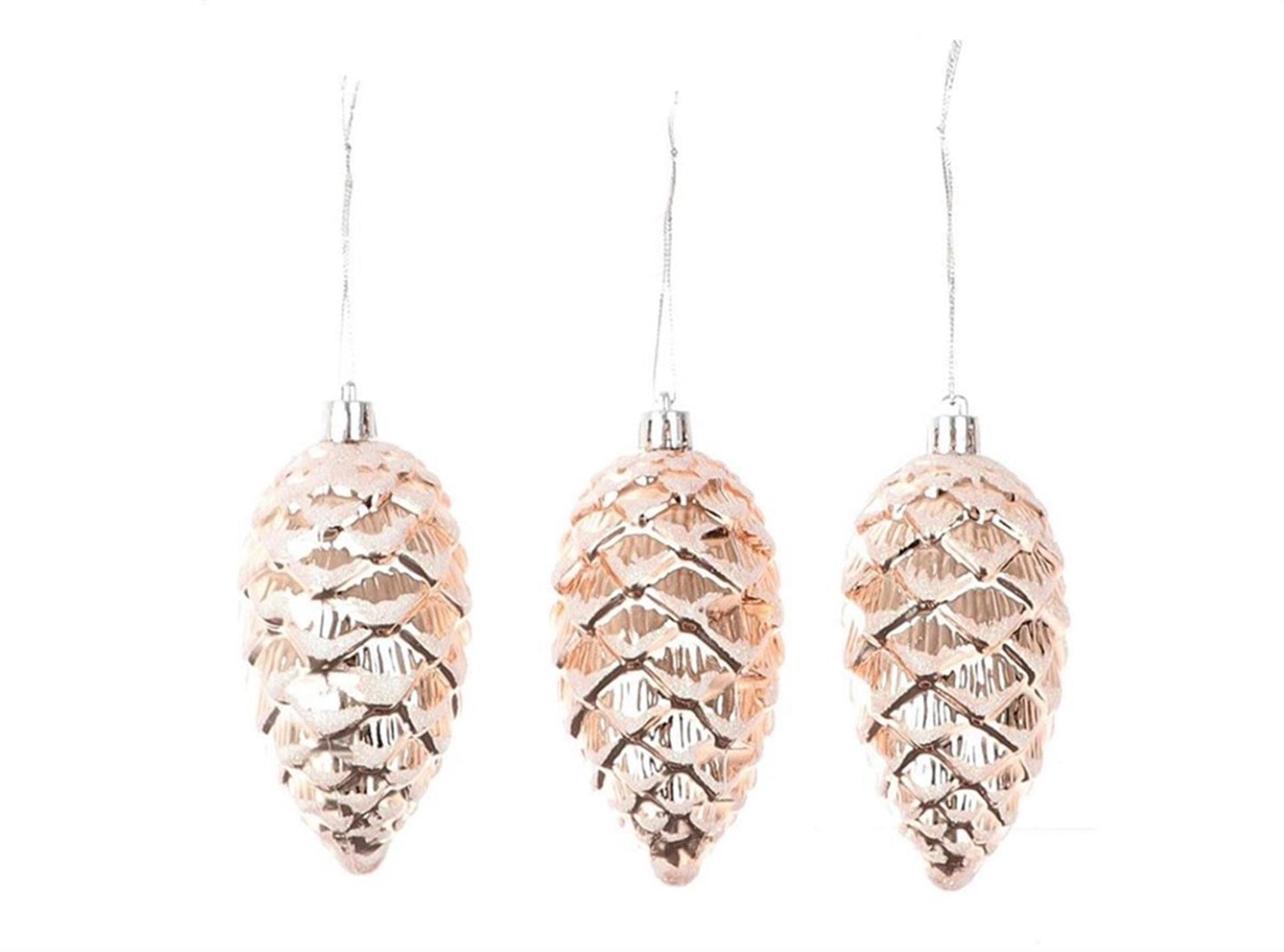 Hbx natural living Pendentif de Noël pomme de pin set de 3 pcs rose