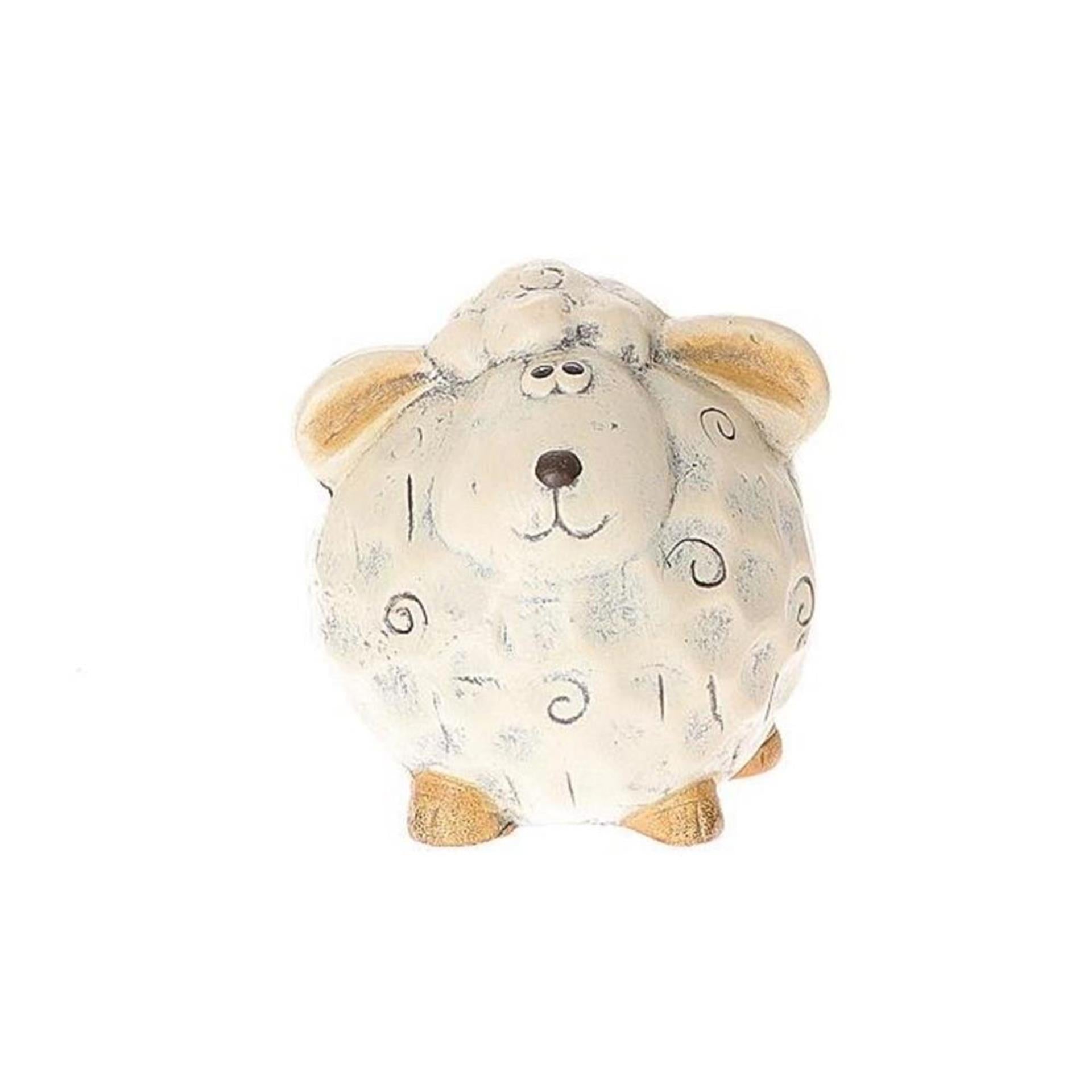 Hbx natural living déco mouton bolli 8,5x8,5xh9,5cm blanc