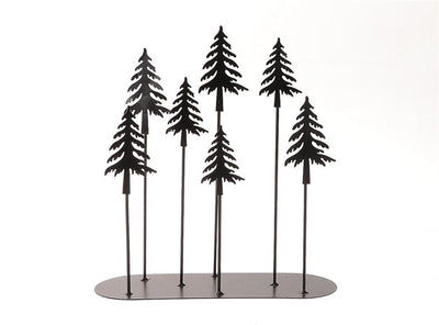 HBx scène d'arbres de Noël naturels vivants 28x30cm métal noir