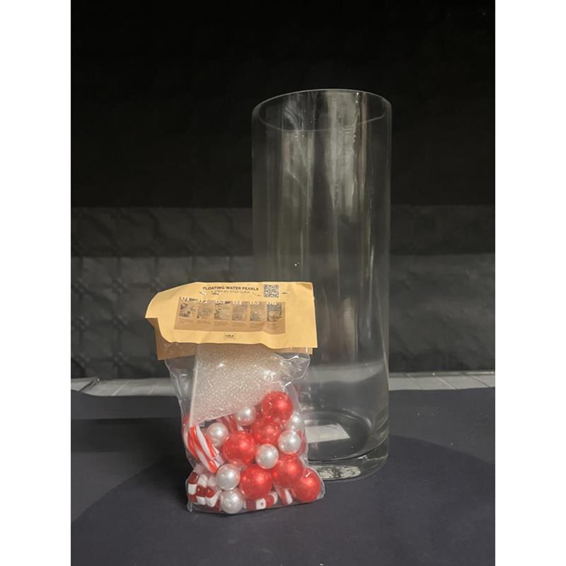 Vase vivant naturel HBx avec perles d'eau et bonbons h25cm