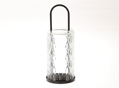 Hbx lanterne vivante naturelle verre métal noir dia10x27,5cm