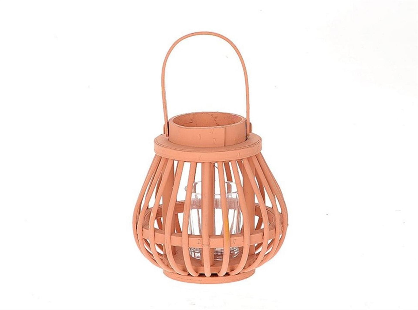 Lanterne vivante naturelle HBx avec verre h15cm rose