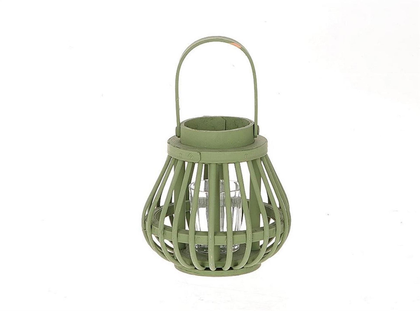 Lanterne vivante naturelle HBx avec verre h15cm vert