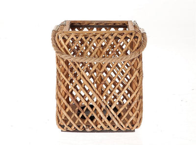 Lanterne vivante naturelle Hbx avec verre 20x20x25cm marron