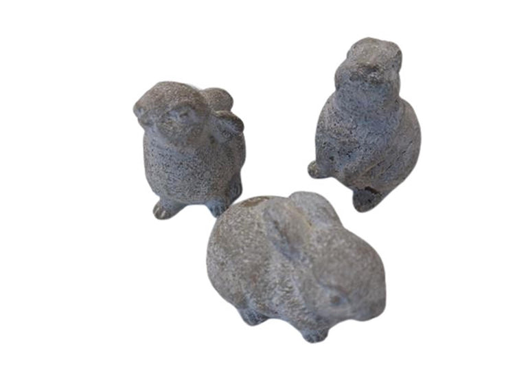 Hbx statue vivante naturelle lapin gris h9cm béton