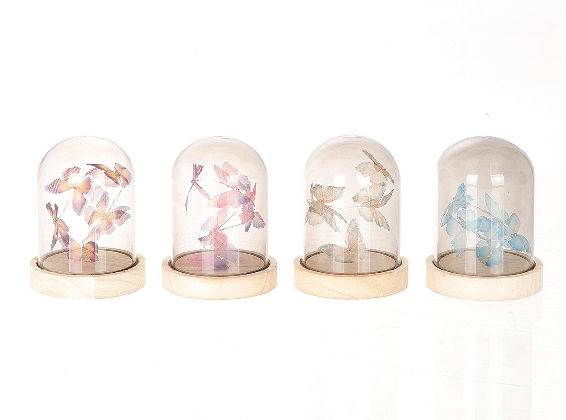 Hbx cloche naturelle vivante avec papillon avec éclairage 13,5 cm