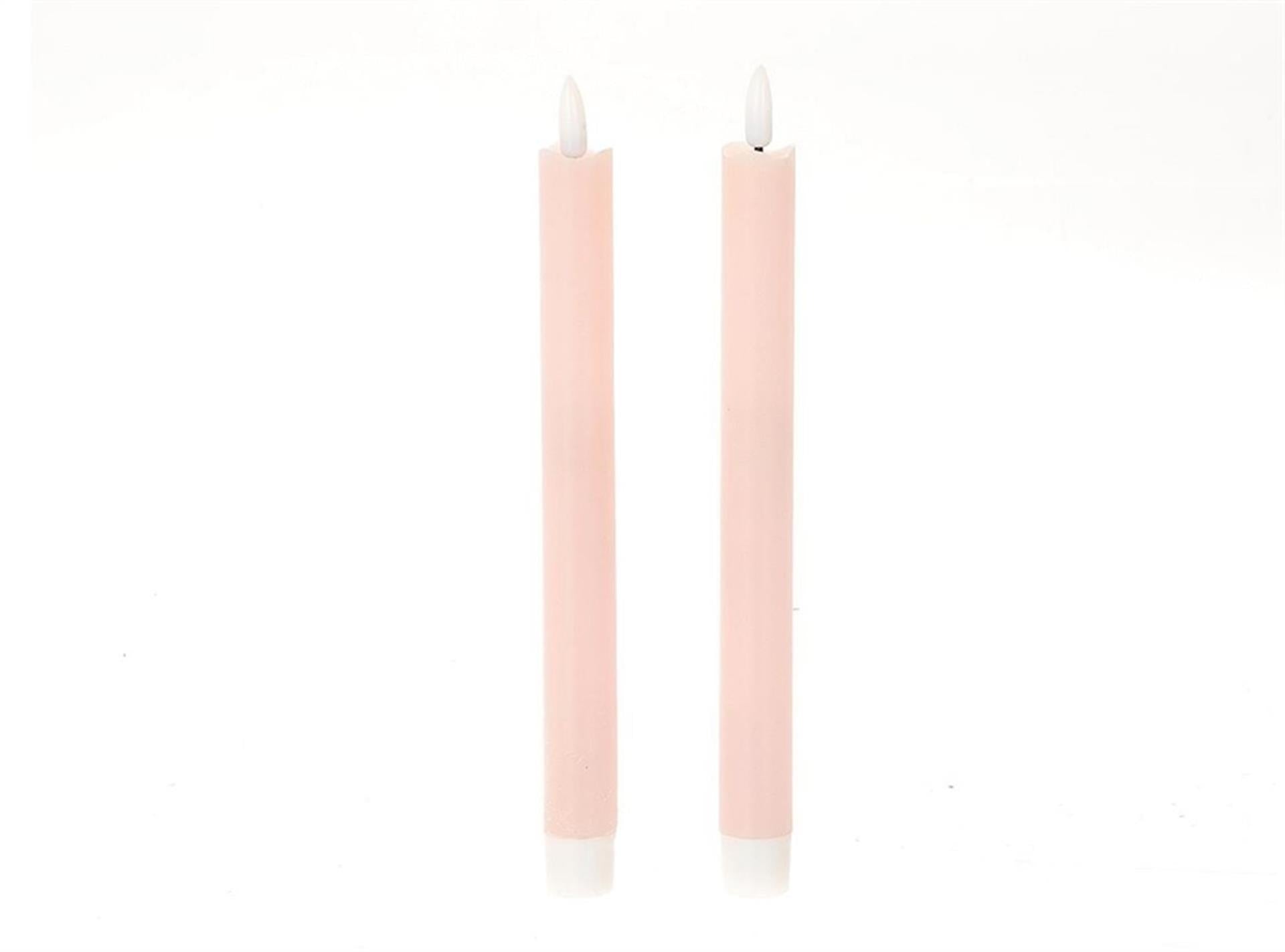 HBx natural living bougie de dîner flamme LED 24,5cm rose