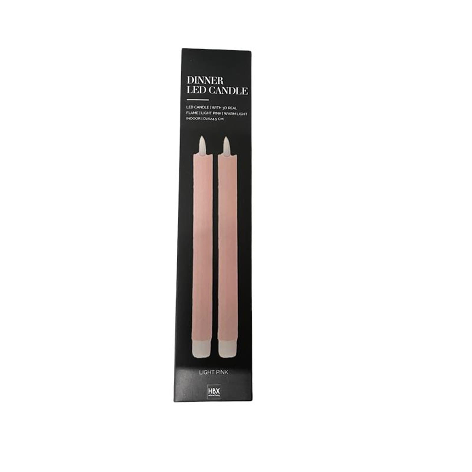 HBx natural living bougie de dîner flamme LED 24,5cm rose