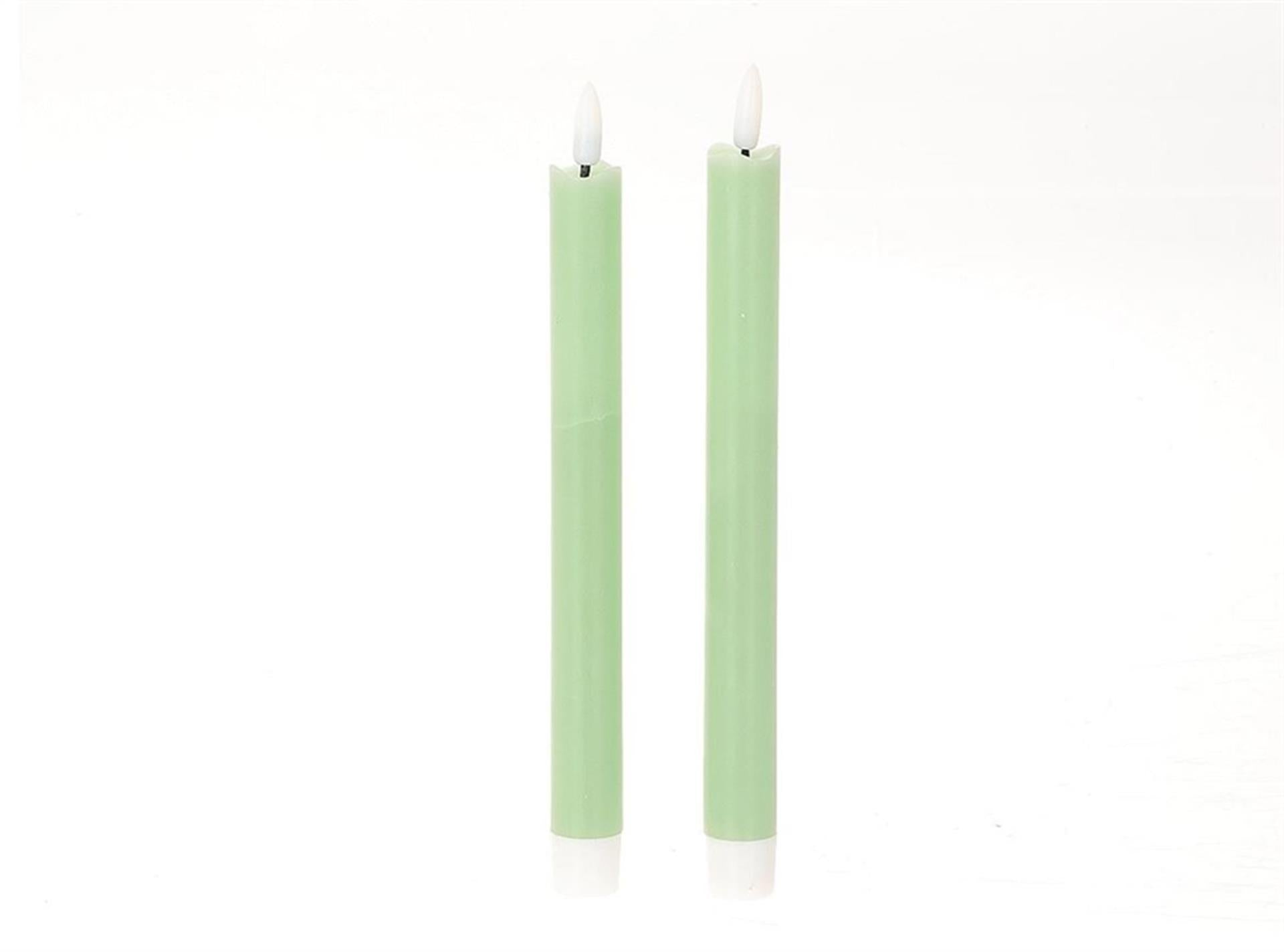 HBx natural living bougie de dîner flamme LED 24,5cm vert