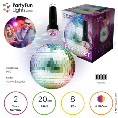 Partyfun lumières boule disco 20 cm LED multicolore