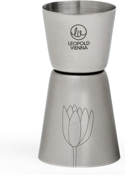 Leopold Vienna - bar buddy 20 jigger cocktail 40ml en acier inoxydable - pipette avec fleurs gravées au laser