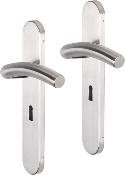 Poignée de porte Impresso - conway - pour l'intérieur - ovale - bouclier de porte avec trou de serrure - acier inoxydable - 2 pièces