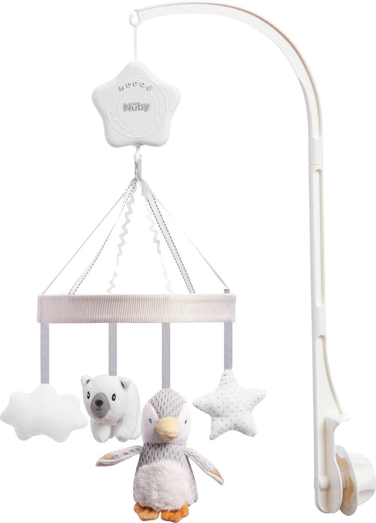 Nûby - mobile musical petit pingouin - mobile pour lit bébé avec de jolies figurines et des couleurs douces - 0+ mois