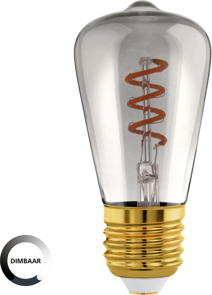 Lampe LED Eglo - E27 - ø 4,8 cm - st48 - fumée - 2000k - dimmable