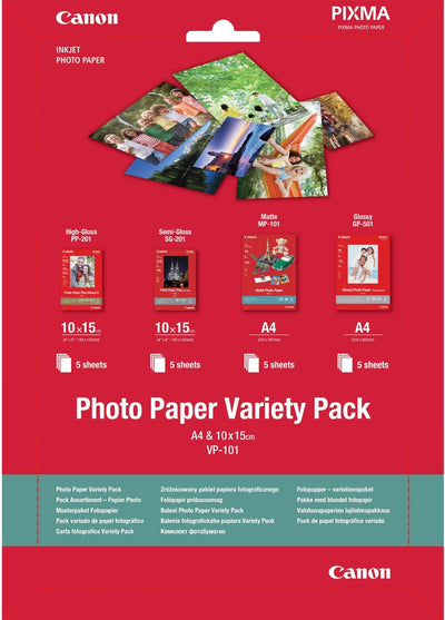 Canon - papier photo - pack varié - 10 x 15 cm et a4 - 20 feuilles
