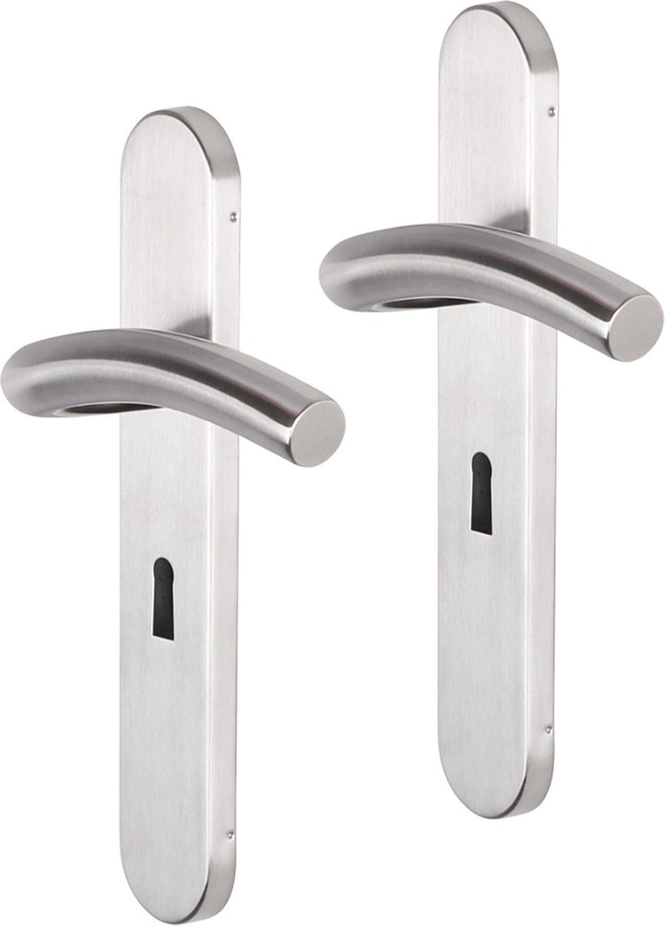 Poignée de porte Impresso - conway - pour l'intérieur - ovale - bouclier de porte avec trou de serrure - acier inoxydable - 2 pièces