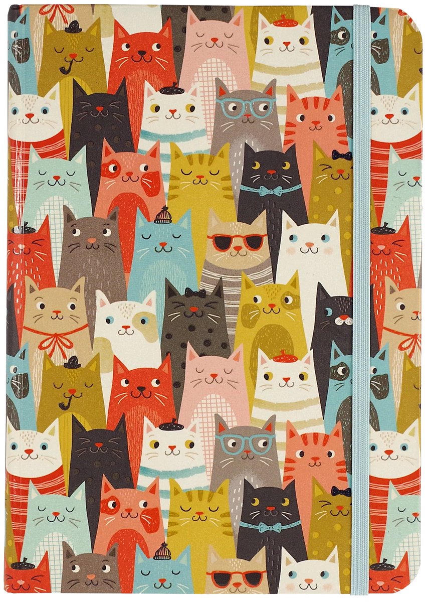 Carnet compact Peter Pauper - chats - avec fermeture élastique - 13x18 cm