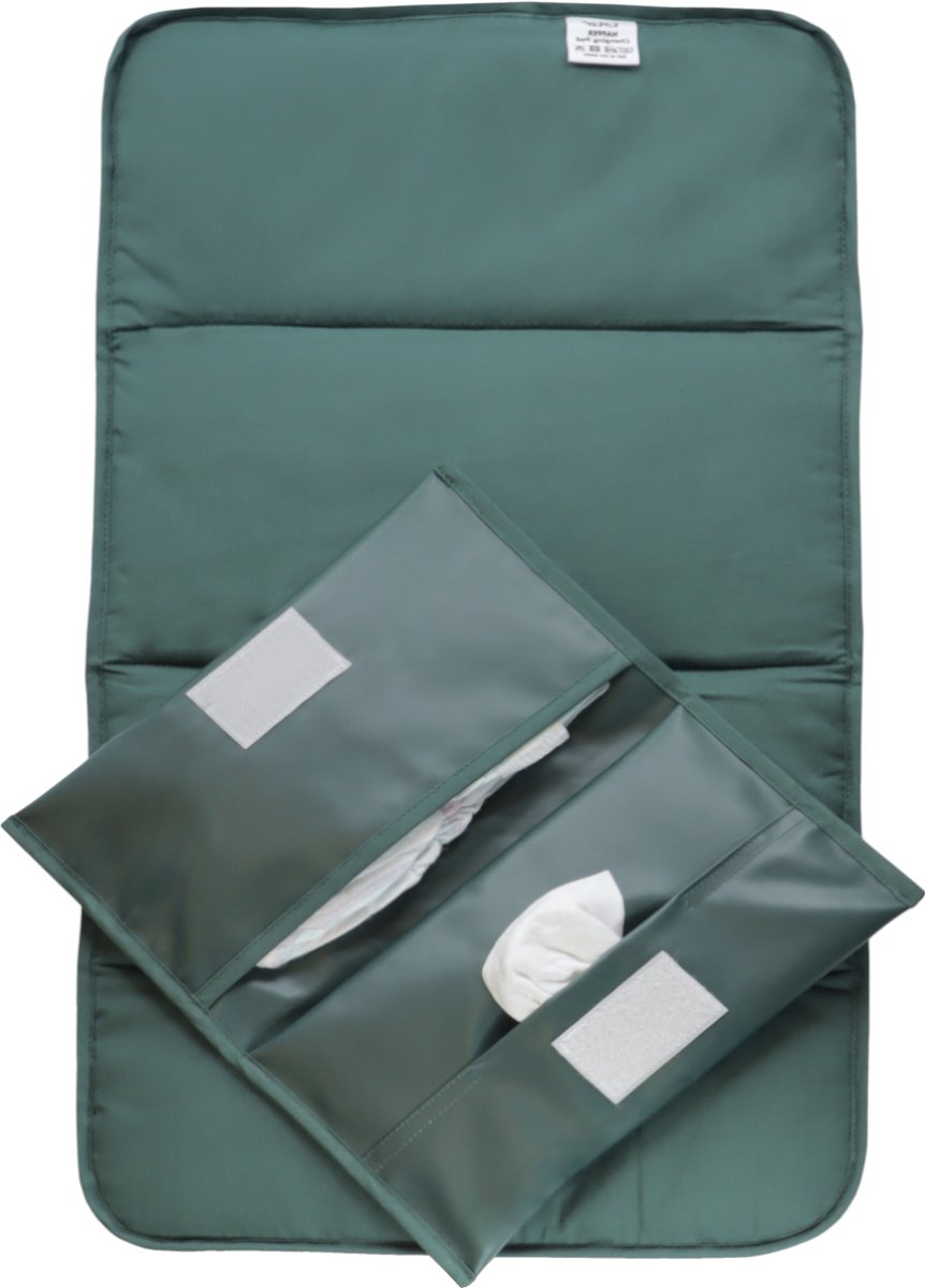 Ensemble à langer Kipkep - vert apaisant - matelas à langer et pochette à couches - vert - matériaux recyclés - lavable - bébé