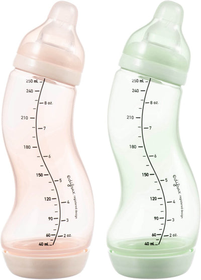 Biberon Difrax natural s - 250 ml - rose vert clair - 2 pièces - anti coliques