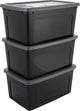 Boîte de rangement Iris clearbox - 50l - plastique - gris noir - lot de 3