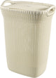 Panier à linge en tricot Curver avec couvercle - 57l - blanc oasis