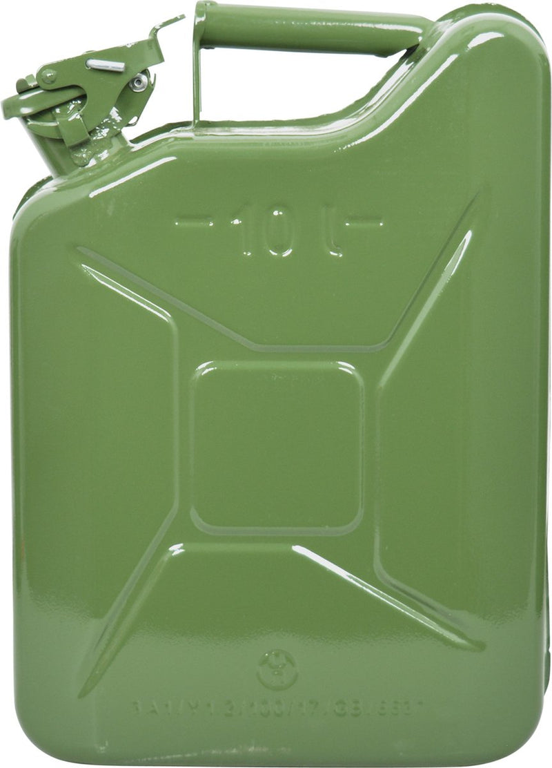 Jerrican métallique Carpoint 10 litres - non homologué - fermeture étanche par support - pour essence E85 - acier robuste - vert