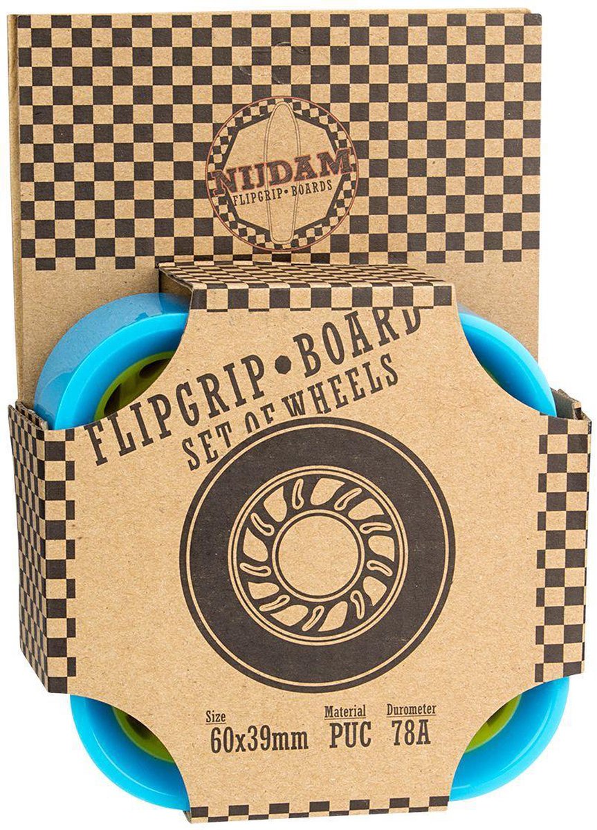 Roues de planche flip grip Nijdam - 60 x 39 mm - 4 pcs - bleu jaune