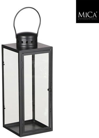 Mica decorations lanterne lanterne arzilla - noir - métal - éclairage - 13 x 34 cm - pour intérieur et extérieur