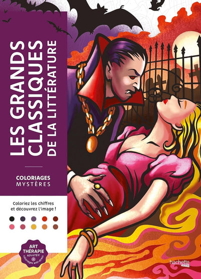 Hachette coloriages mystères les grands classiques de la littérature - livre de coloriage couleur par numéro pour adultes -