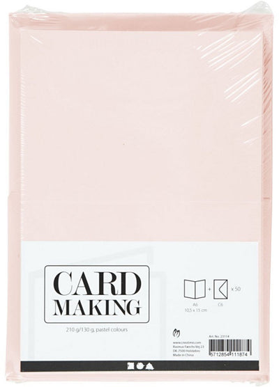 Cartes et enveloppes de l'entreprise Creativ, couleurs pastel, 50 ensembles