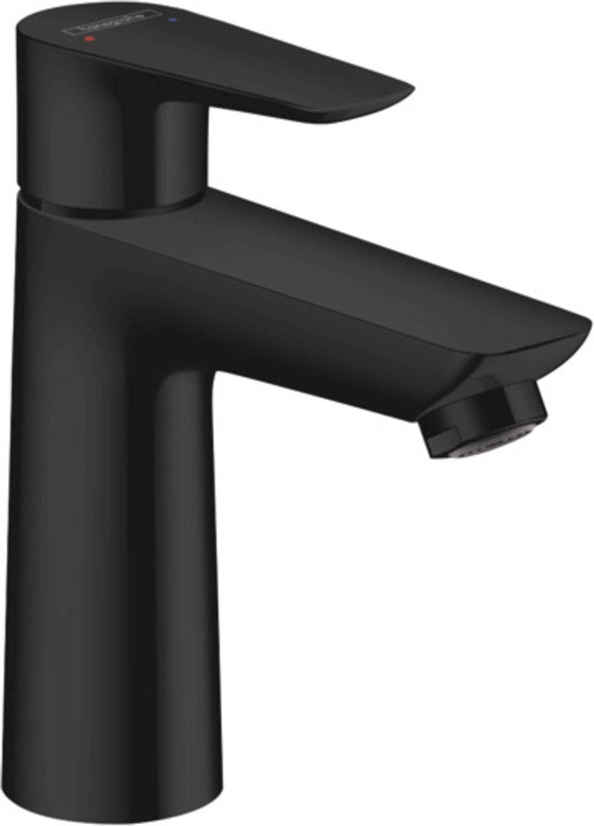 Hansgrohe talis e - mitigeur de lavabo - commande monocommande - démarrage à froid à économie d'énergie - avec vidage - taille 110 mm - noir mat