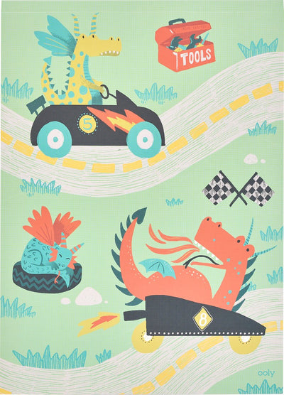 Ooly - doodle pad duo carnet de croquis pistes de course de dragon - carnet de croquis pour enfants - livre de coloriage dragon