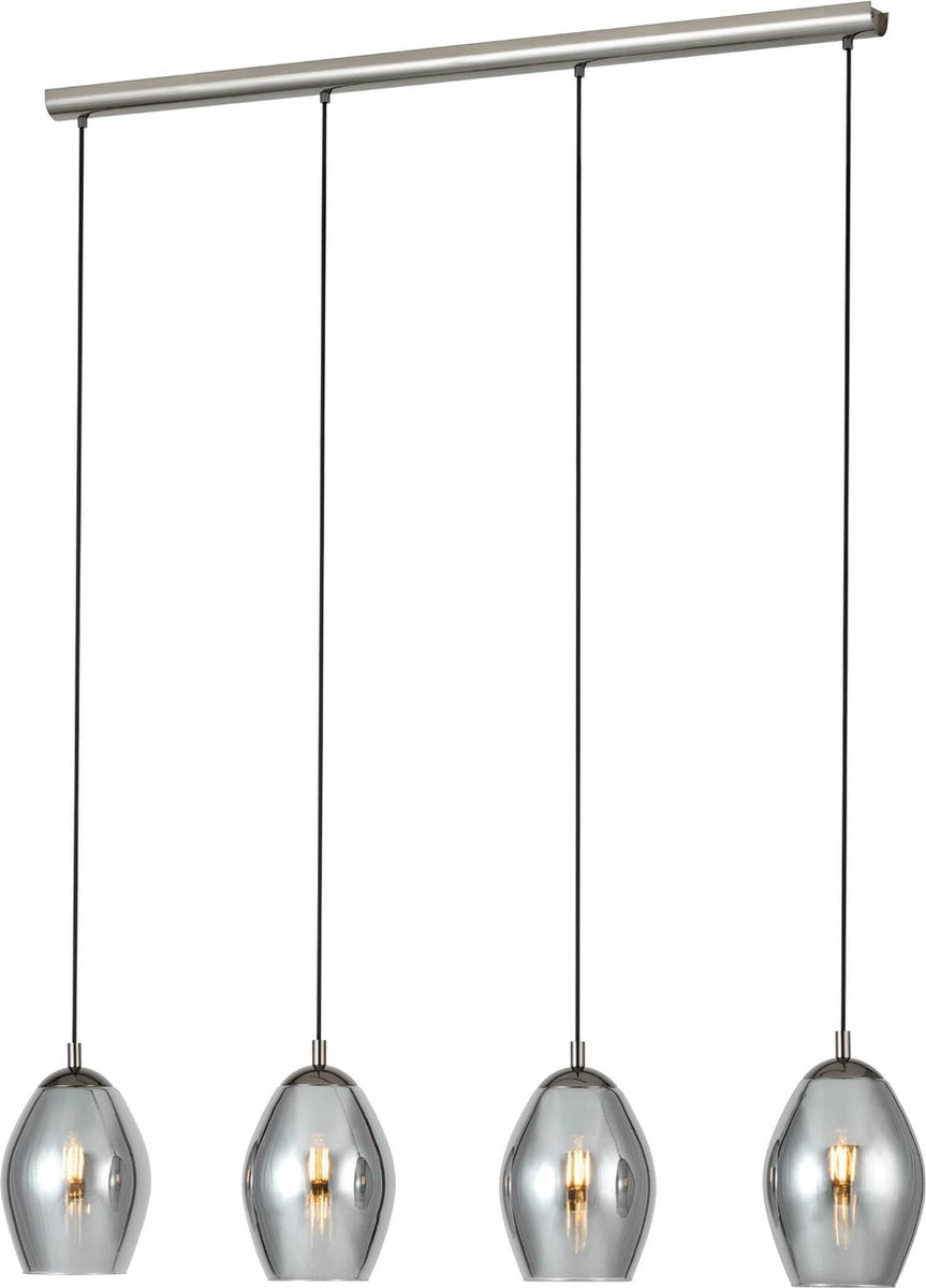 Lampe à suspension Eglo Estanys - e27 - 113 cm - verre fumé - gris noir