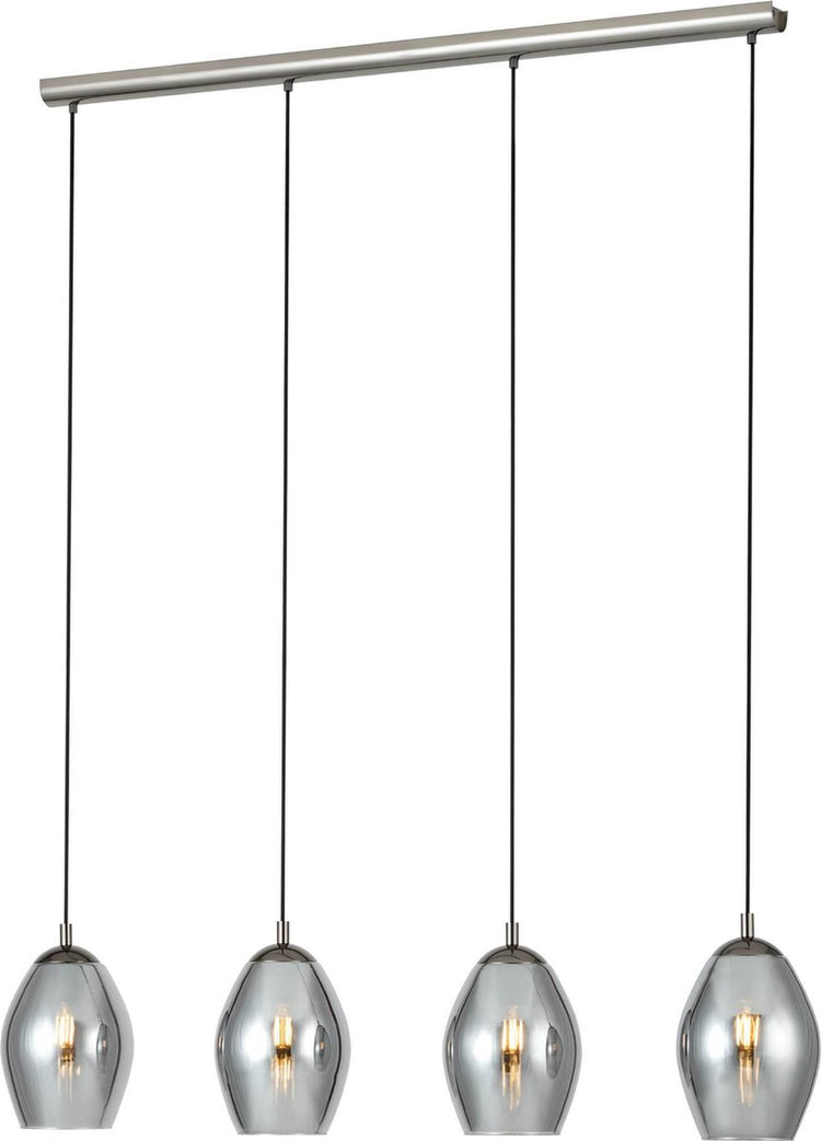Lampe à suspension Eglo Estanys - e27 - 113 cm - verre fumé - gris noir